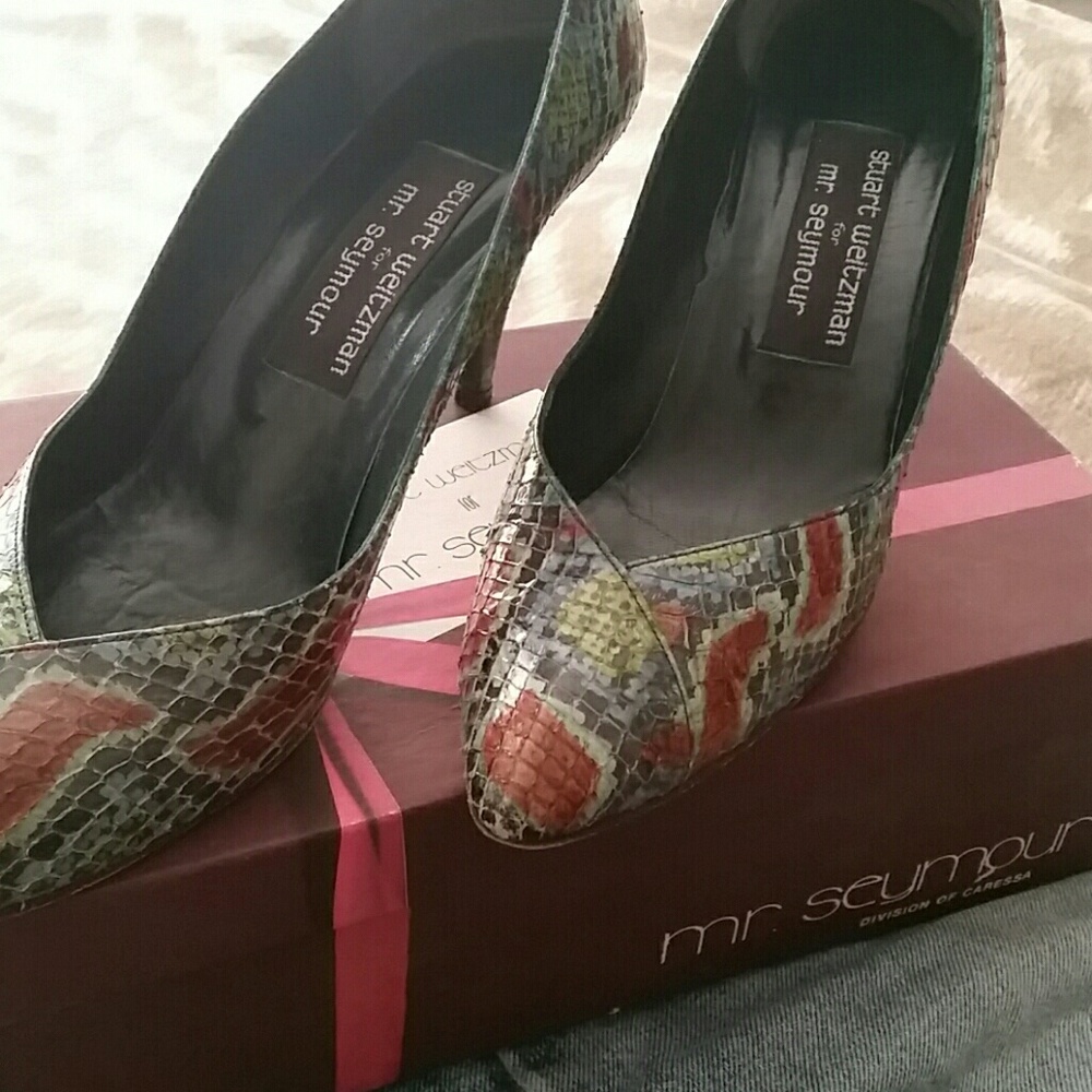 Vintage Stuart Weitzman Snake Print Pumps Box Incl - image 1